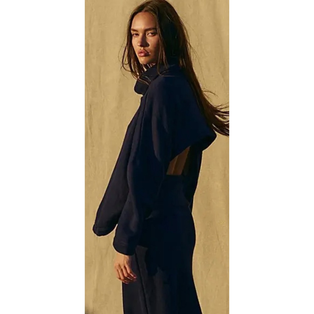 Free People Beach Celestial Indigo Open Back Turtleneck Pullover OB2113051 S